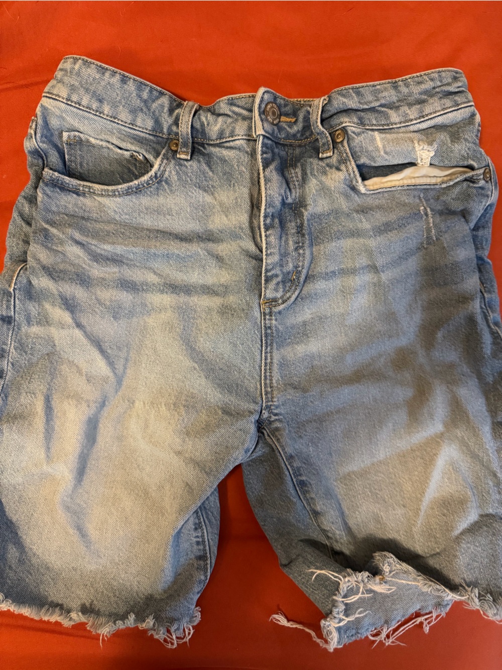 LOFT Light Blue Distressed Denim Shorts